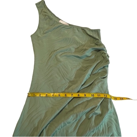 Seafolly One Shoulder Second Wave Midi Dress in Palm Green Textured Vacation M - Picture 8 of 16